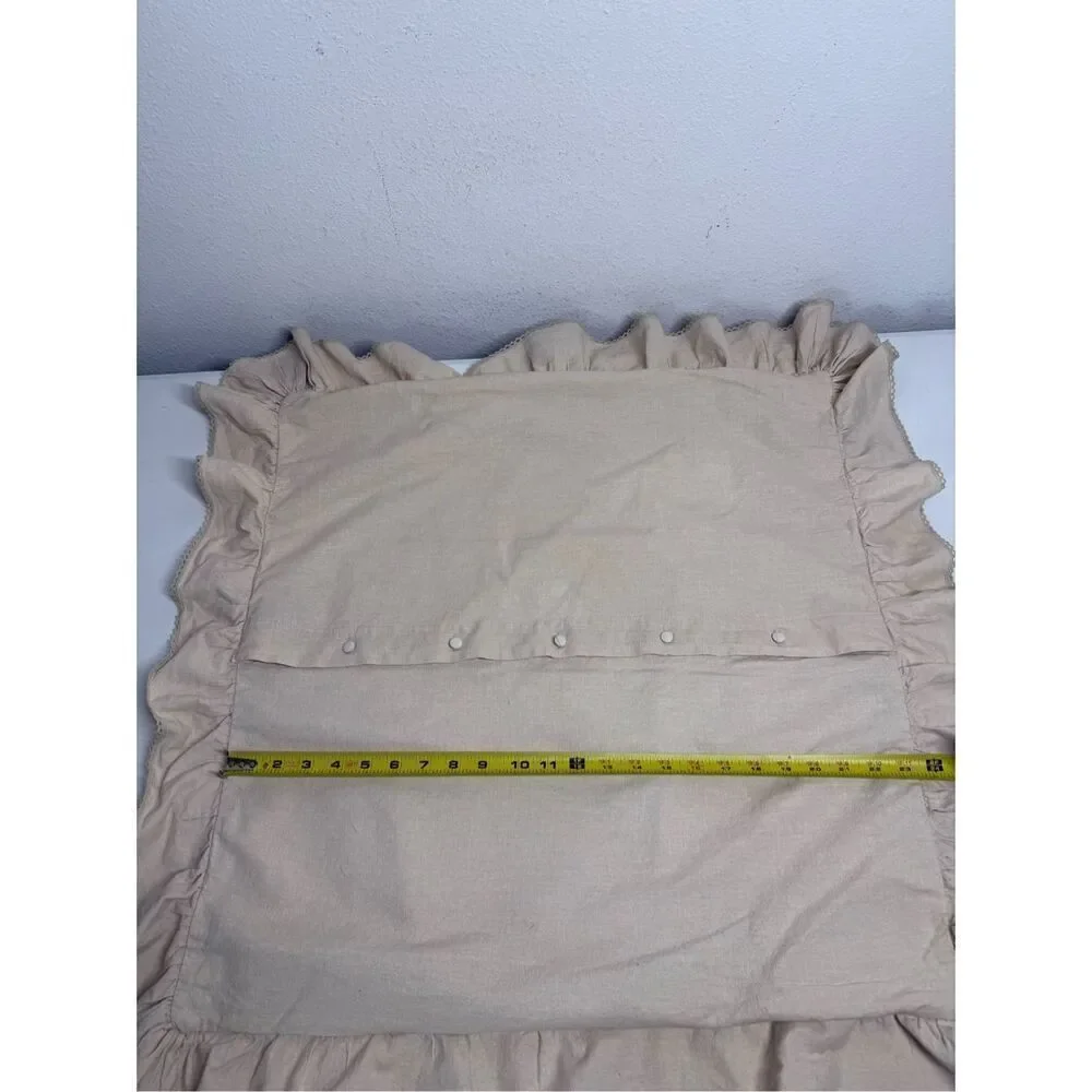 Ralph Lauren Cottage Tan Cotton Blend Pillow Sham Crochet Lace Trim 23”x23”